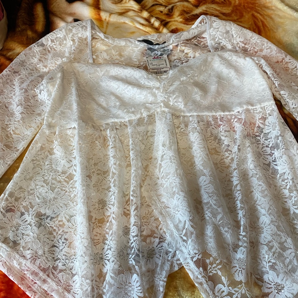White Lace Peplum Top